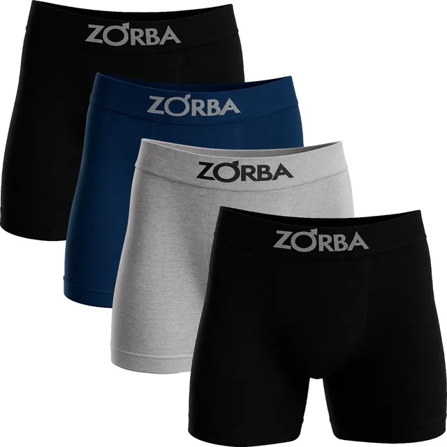 Kit 4 Cuecas Zorba Boxer Algodão Box Sem Costura Original