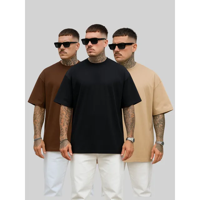 Kit3 Camiseta Oversized Lisa Algodão Grossa Streetwear Verão