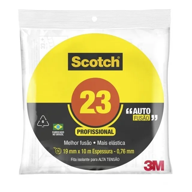 Scotch 3M 23 fita isolante auto fusão 19mm x 10m cor preto