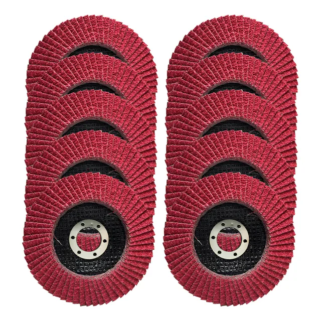 Kit Com 10 Unidades Disco De Lixa Flap 4.1/2 Pol. Grão 40 Cor Vermelho Para Esmerilhadeiras Lixadeira The Black Tools