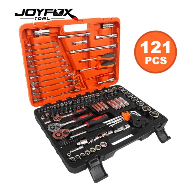 Joyfox Jogo De Ferramentas C/ Soquetes E Chaves Aço Crv 121 Peças