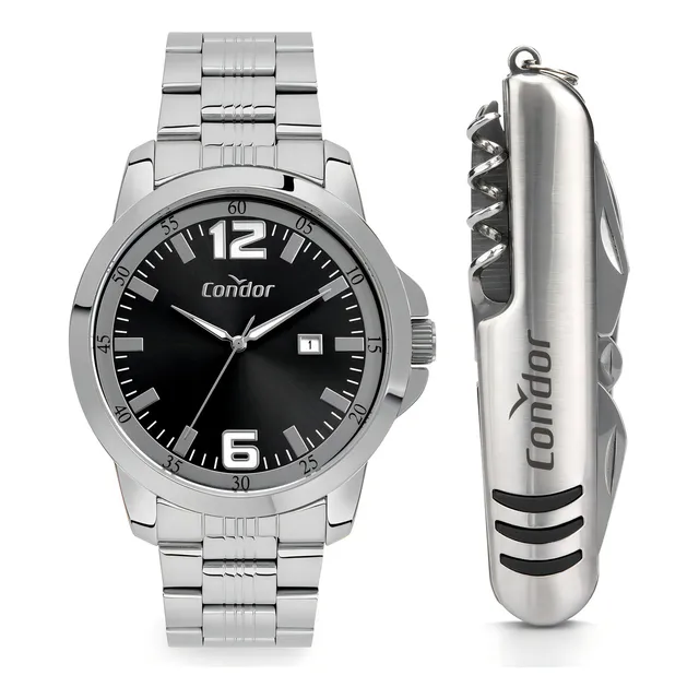 Kit Relógio Condor Masculino Dia A Dia Prata Co2115mzg/k4k Prata Prata Rosê