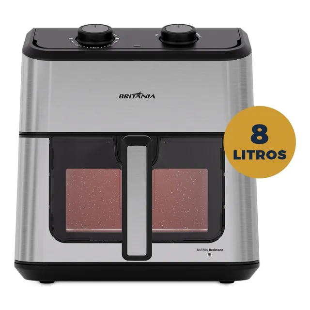 Air Fryer Britânia 8L Redstone Visor Glass BAF80A