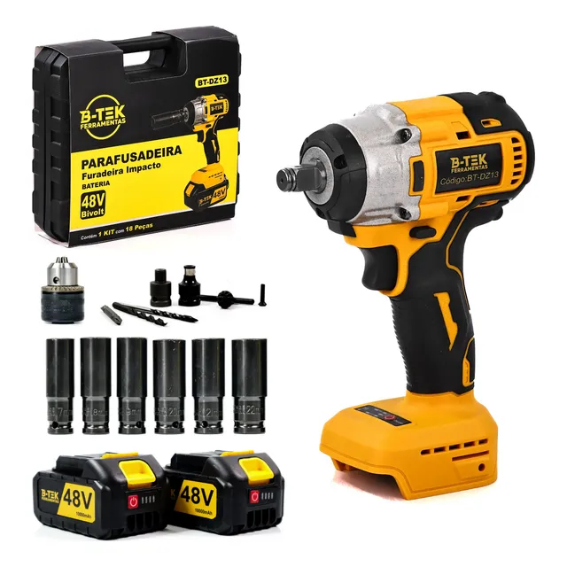 Parafusadeira de Impacto B-Tek 48V Brushless 2 Baterias 320Nm Bivolt