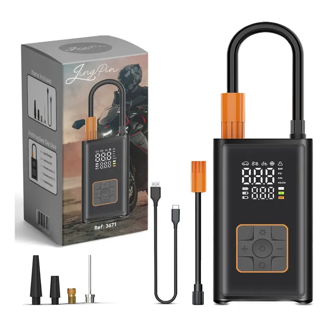 Compressor De Ar Portátil Inflador Para Pneus De Bicicleta Moto E Carro Recarregavel