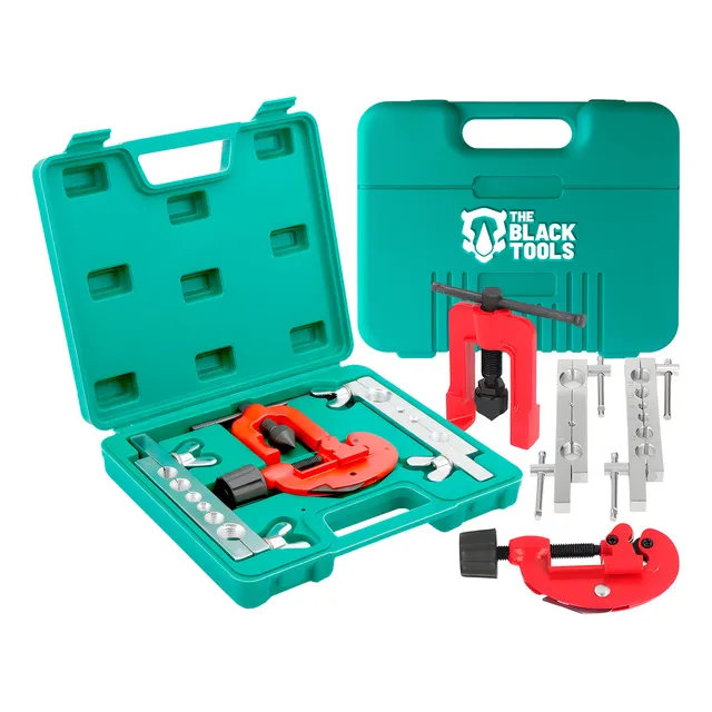 Kit Flangeador Com Cortador De Tubos Metálicos Aluminio Cobre E Canos Pvc Com Maleta Completa Tkf10 The Black Tools