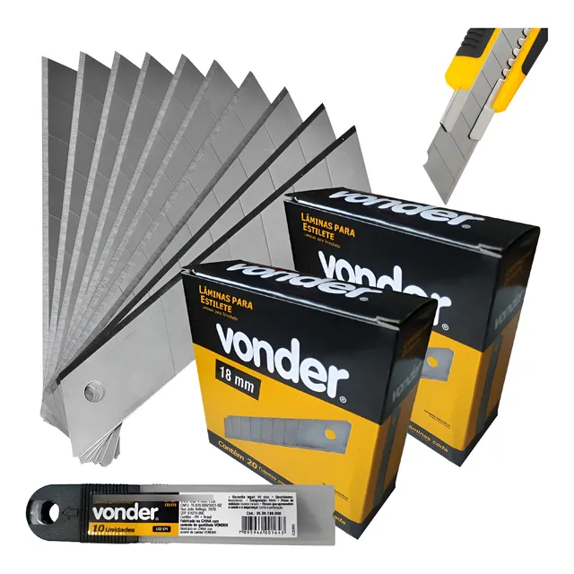 Lâmina Para Estilete 400 Unidades 18mm Alta Qualidade Vonder