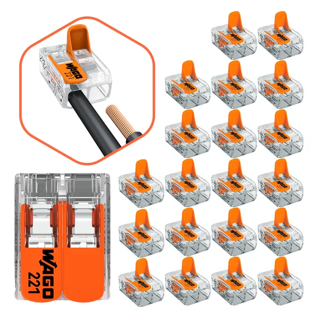 Kit 20 Conector Wago Compacto Emenda 2 Fios 4mm2 32a 221-412