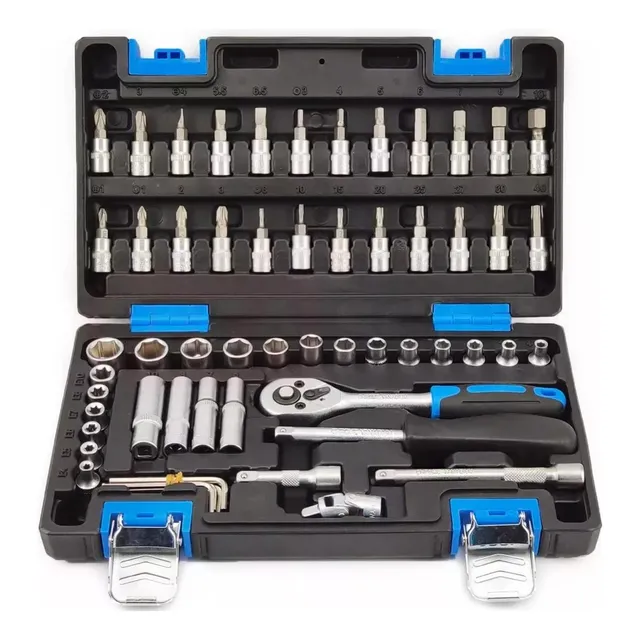 Jogo De Soquetes 57 Pecas  Crv 1/4 Titanium Platina