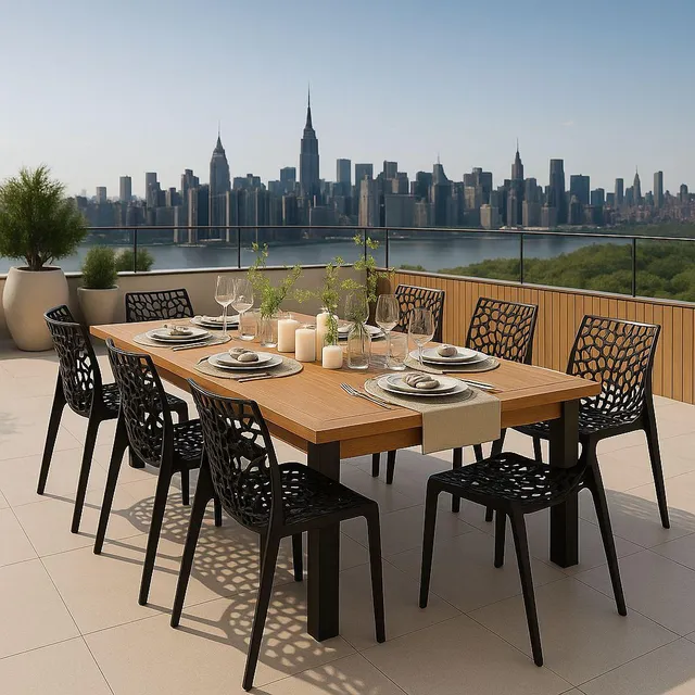 Mesa De Jantar 150x90 + 6 Cadeiras Gruvyer Design Retrô