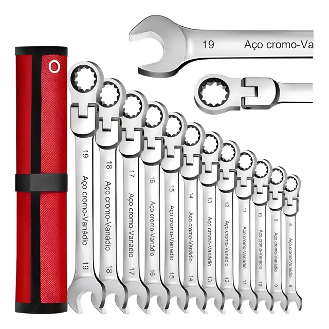 Jogo De Chaves Flexíveis Combinadas Cromadas 8-19mm Dobevi Branco