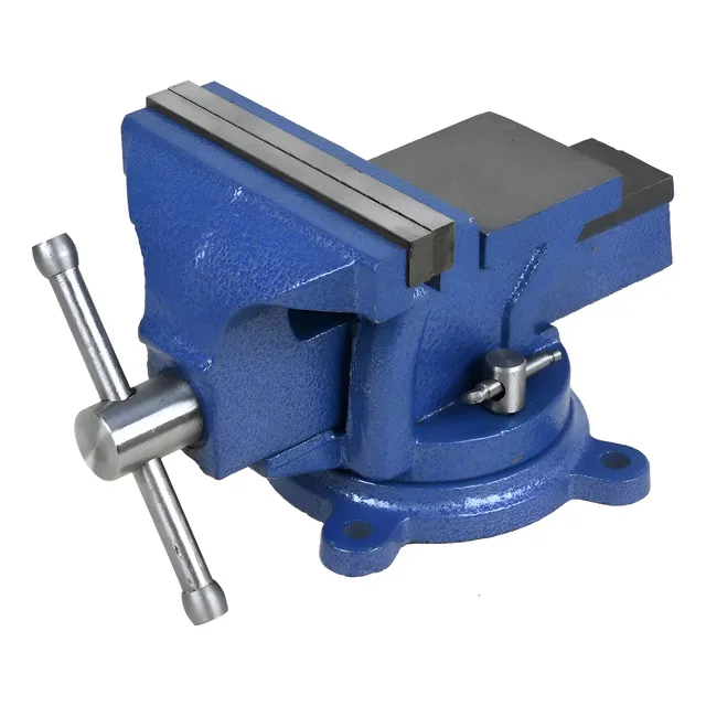 Morsa Torno De Bancada N°5 Profissional Com Mordente Fixo Azul