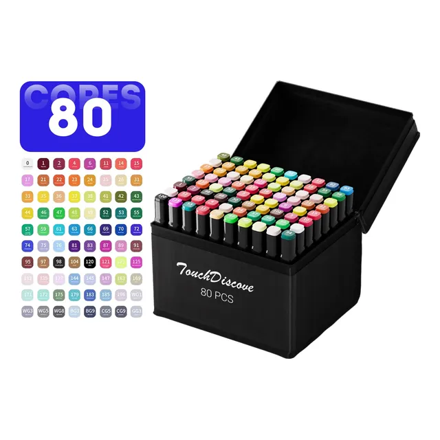 Conjunto Canetas Marcador Canetinha Ponta Dupla 80 Cores Kit