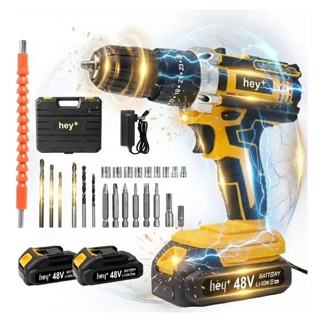 Parafusadeira Furadeira Sem Fio 2 Baterias 10mm 1750 Rpm Amarelo 127/220v