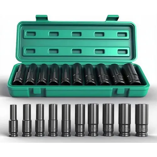 Jogo De Soquetes Longo Maleta Ferramentas 1/2 8 A 24 Mm Knqz Verde