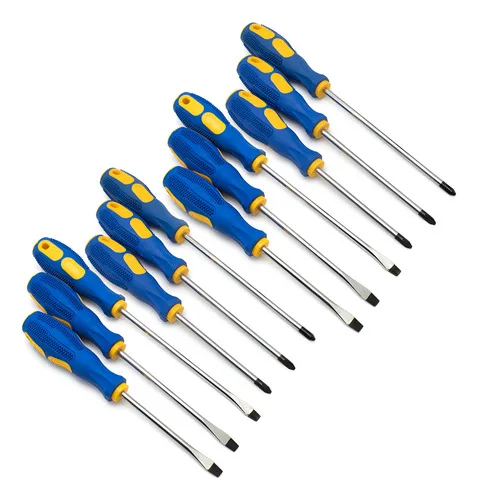 Kit 12 Chaves De Fenda E Philips Imantadas Cabo Emborrachado