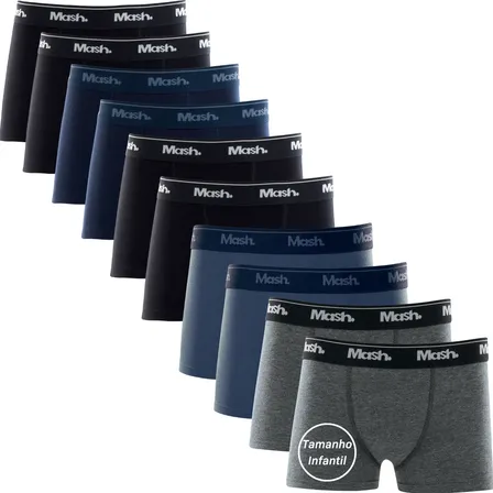 Kit 10 Cuecas Boxer Infantil Mash Meninos Algodão.