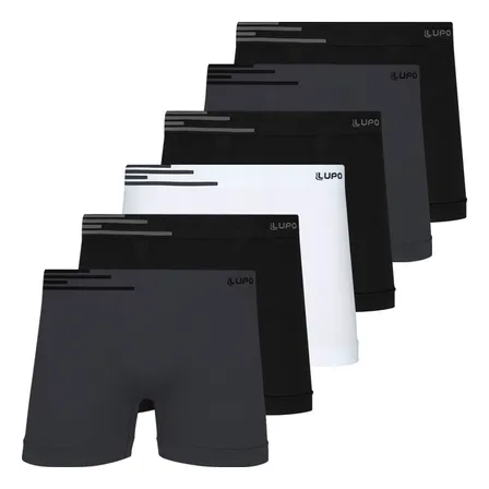 Kit 6 Cuecas Boxer Lupo Poliamida Sem Costura Box Original