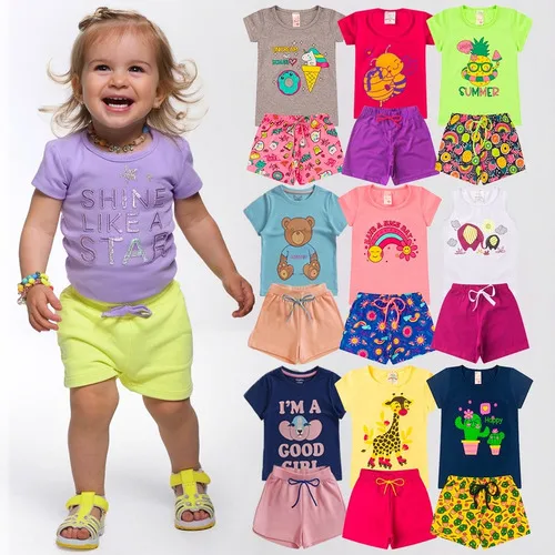 Kit Conjunto Infantil Menina Verão 08 Peças Envio Imediato