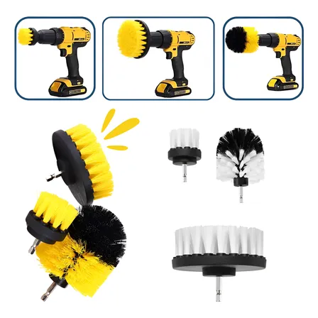 Escova P/ Lavar Sofas Tecidos Couros 3 Pçs Uso Parafusadeira