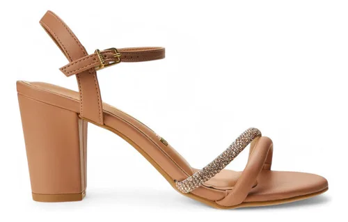 Sandália Feminina Salto Alto Bloco Tiras Vizzano