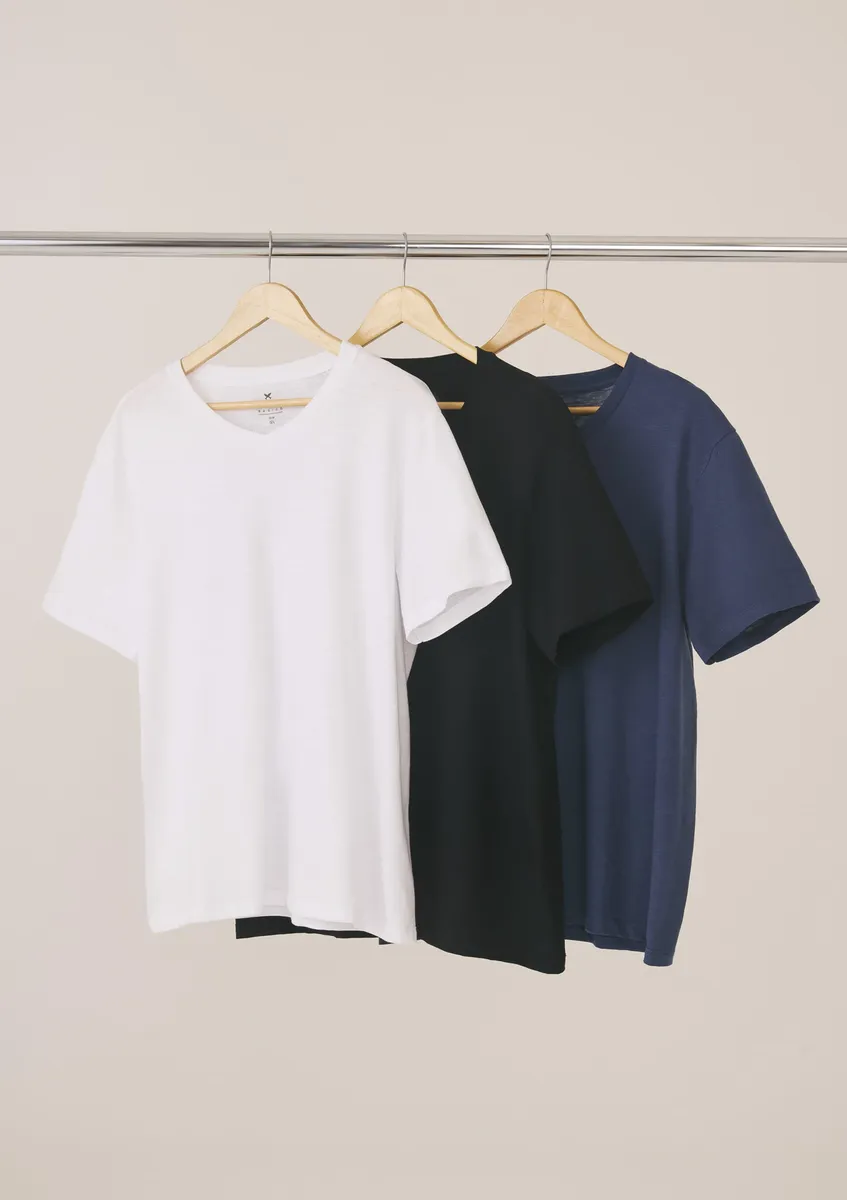 Kit Com 3 Camisetas Masculinas Básicas Slim Gola V Hering