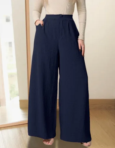 Calça Pantalona Wide Leg Elegante Casual Dia A Dia