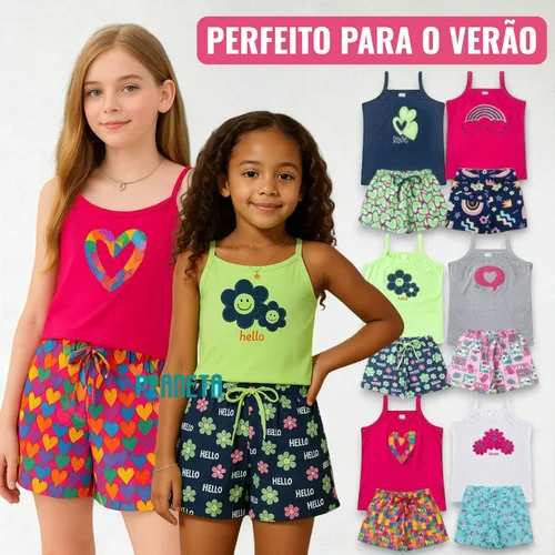 Kit 6 Peças Infantil Juvenil Menina Blusa Bordada Com Alça