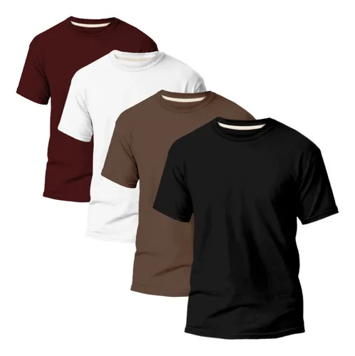 Kit 4 Camisas Camiseta Básica Lisa 100% Algodão Premium 30.1