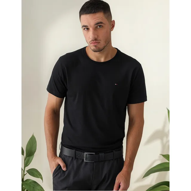 Camiseta Tommy Hilfiger Essential Cotton Preta - Original