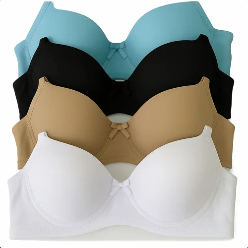 Sutiãs Com Bojo Kit 4 Alça Reforçada Cores Lisas Revenda Lux