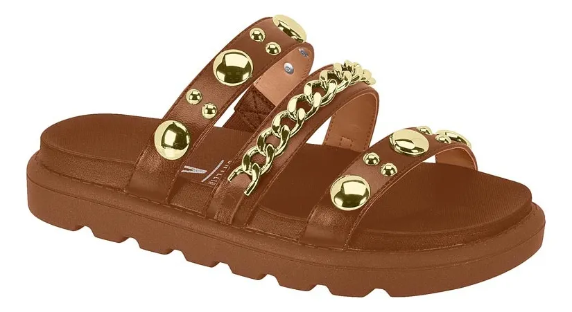 Sandália Casual Feminina Com Tachinhas Vizzano