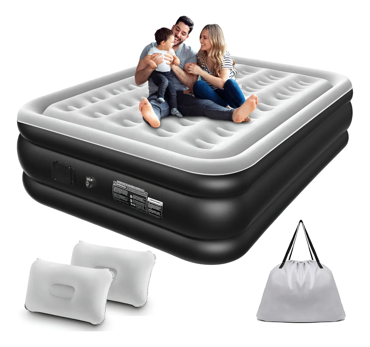 Colchão Inflável Duplo Elétrico Com 2 Travesseiro Inflável