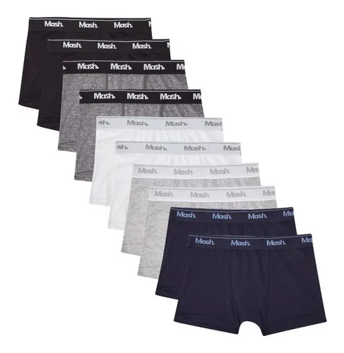 Kit Com 10 Cuecas Infantis Meninos Modelagem Boxer Mash