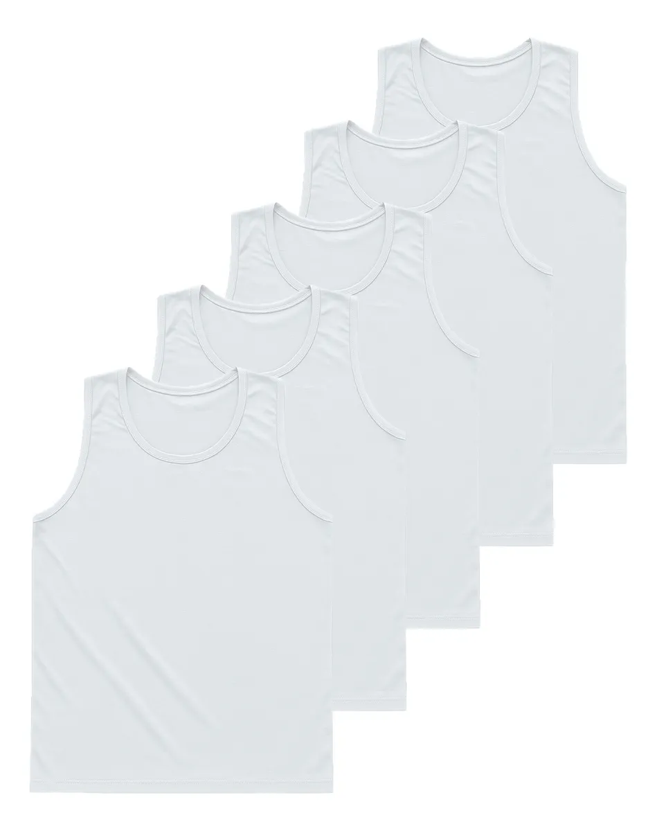 Kit 5 Camisetas Regatas Masculina Lisa Básica Academia Dry