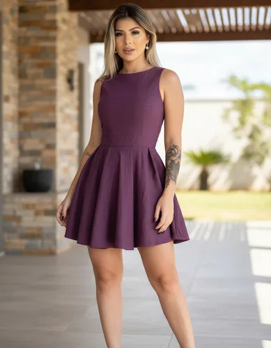 Vestidos Curtos Feminino Boneca Rodado Bengaline Mocinha