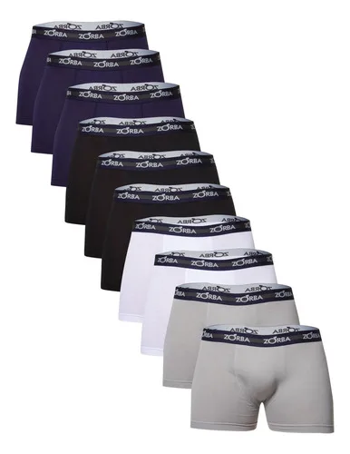 Kit Com 10 Cuecas Boxer Com Elástico Masculina Zorba