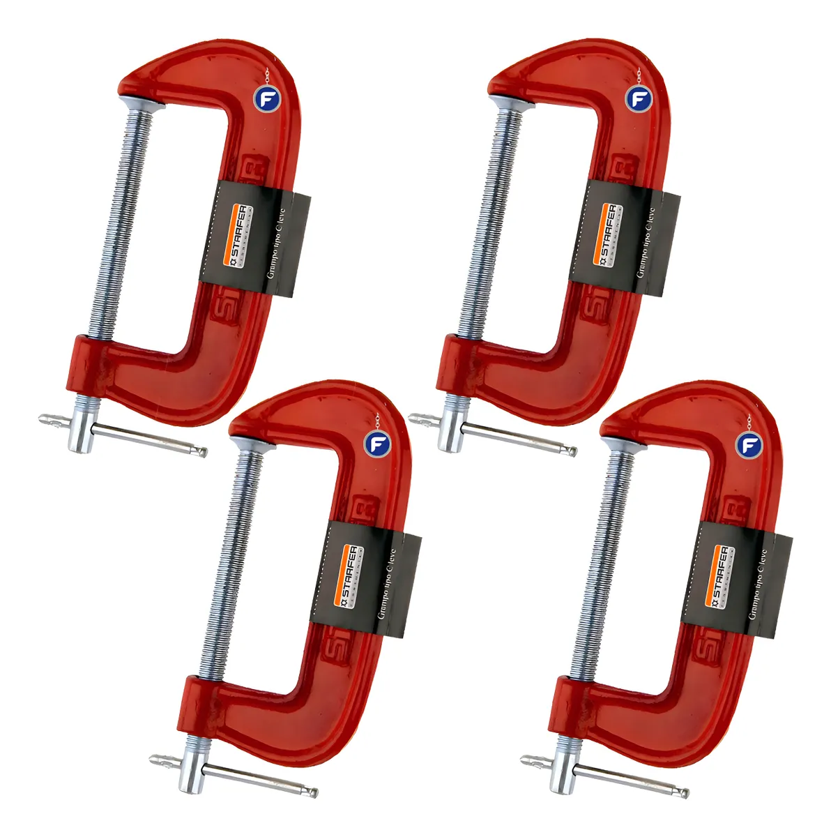 Kit 4 Grampo Tipo C Leve 3 Polegada Para Bancada Ferro 7,5cm