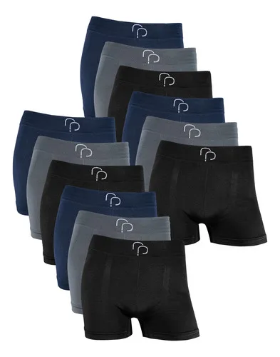 Kit Com 12 Cuecas Boxer Masculina Adulto Basica Sem Costura