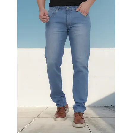 Calça Jeans Masculina Corte Reto Tradicional Lycra Básica