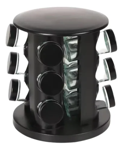 Porta Condimentos Temperos Giratório 9 Potes De Vidro