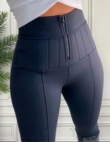 Calça Lipo Super Power Modeladora Cintura Alta C/ Zíper Fake