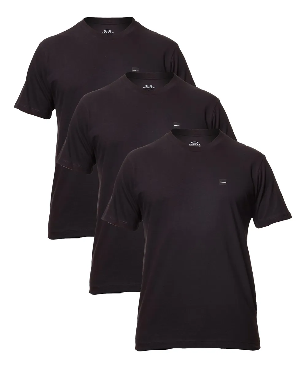 Kit 3 Camisetas Casual Masc Patch 2.0 Tee Em Algodão Oakley