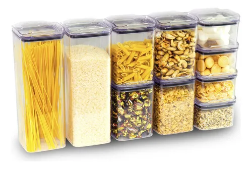 Kit 10 Organizadores Pote Hermético Empilhável Em Acrílico