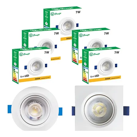 Kit 10 Spot Luminária 7w Qd Rd Frio 6500k Quente 3000k