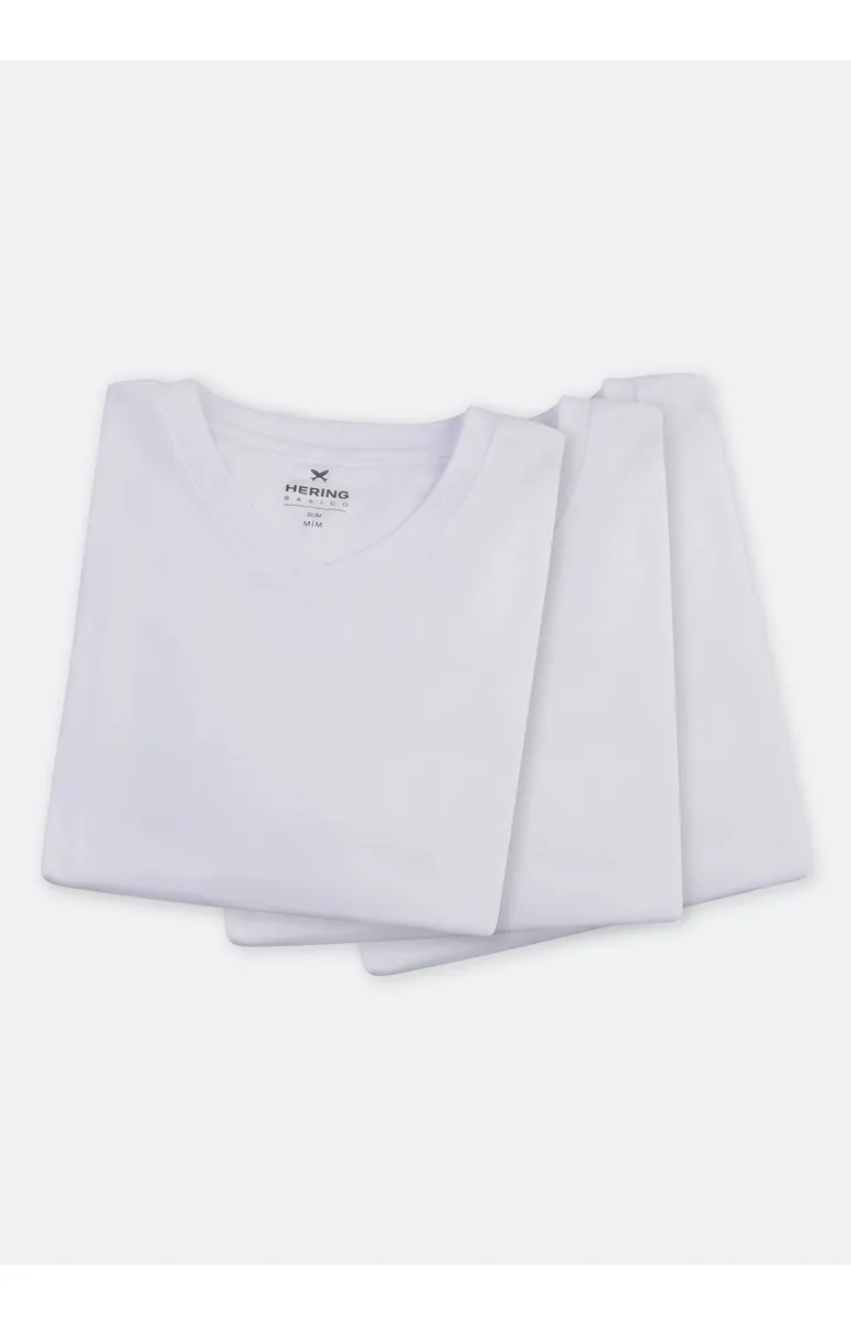 Kit Com 3 Camisetas Masculinas Básicas Slim Gola V Hering