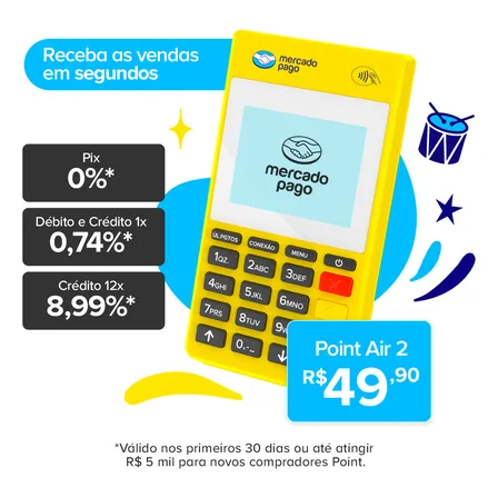 Maquininha De Cartão Mercado Pago Point Air 2 4g Wifi Nfc