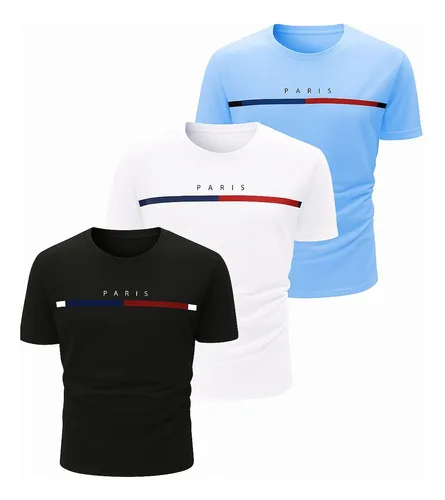Kit 3 Camisetas Masculinas Estampadas 100% Algodão