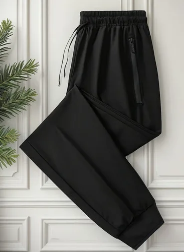 Calça Jogger Preta Masculina Dry Fit Com Fitas Esportiva