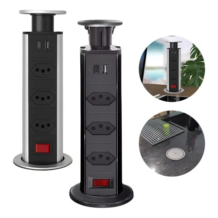Torre Tomada Retrátil Multiplug Embutir Organizadora Usb Hub